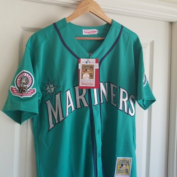 KEN GRIFFEY JR SEATTLE MARINERS GREEN RETRO THROWBACK JERSEY - Picture 2 of 11